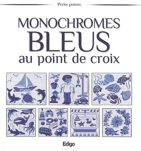 Monochromes bleus au point de croix