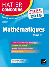 Hatier Concours CRPE 2018 - Mathématiques Tome 2 - Epreuve écrite d'admissibilité