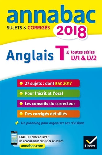 Annales Annabac 2018 Anglais Tle LV1 et LV2