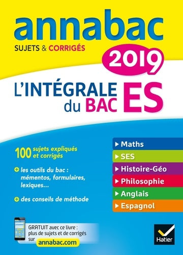Annales Annabac 2019 L'intégrale Bac ES