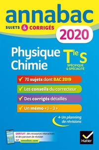 Annales Annabac 2020 Physique-chimie Tle S: sujets et corrigés du bac Terminale S