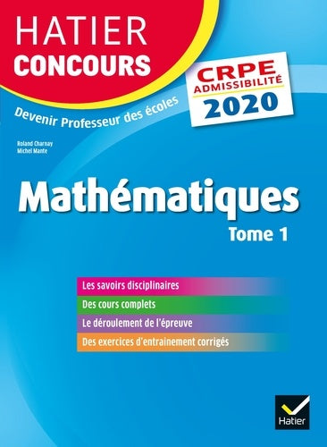 Mathématiques tome 1 - CRPE 2020 - Epreuve écrite d'admissibilité