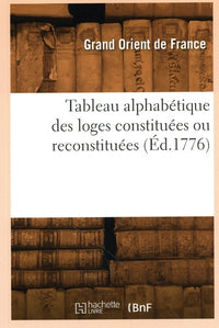 Tableau alphabétique des loges constituées ou reconstituées