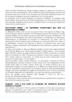 Dictionnaire malicieux du vocabulaire maçonnique