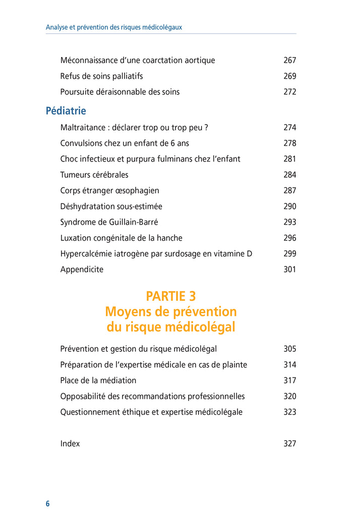 Analyse et prévention des risques médicolégaux en gynécologie, obstétrique, périnatalogie et pédiatrie