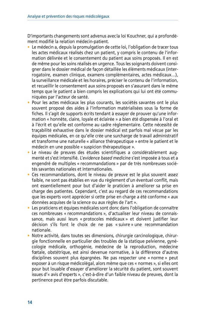 Analyse et prévention des risques médicolégaux en gynécologie, obstétrique, périnatalogie et pédiatrie