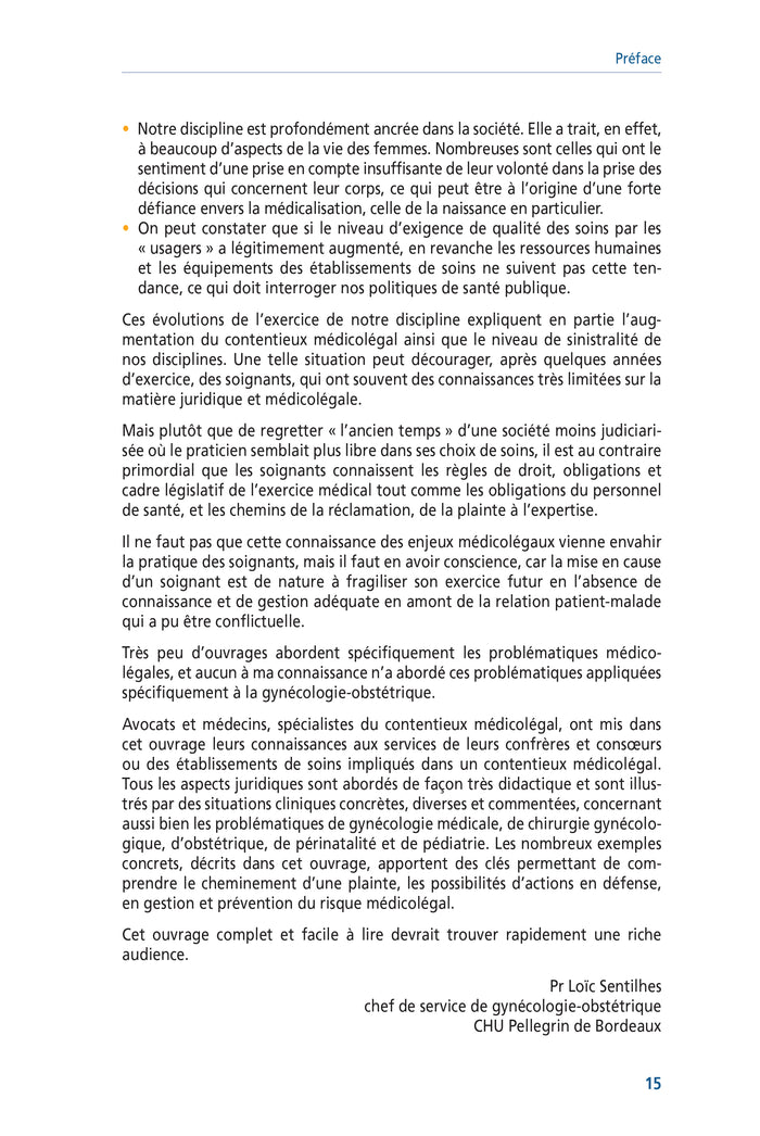 Analyse et prévention des risques médicolégaux en gynécologie, obstétrique, périnatalogie et pédiatrie