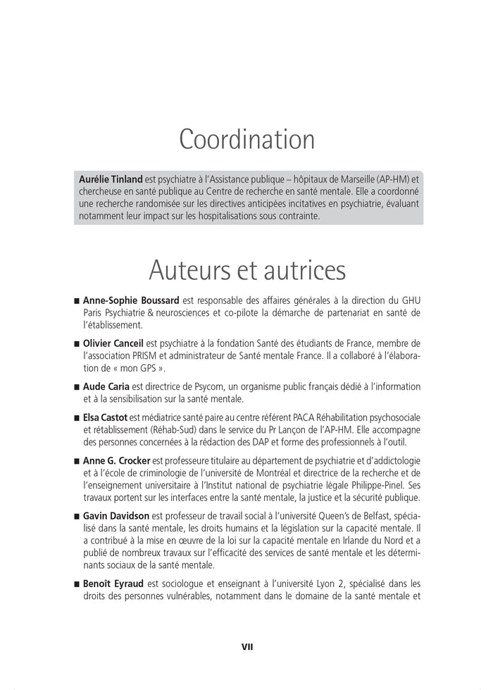 Le guide des directives anticipées psychiatriques