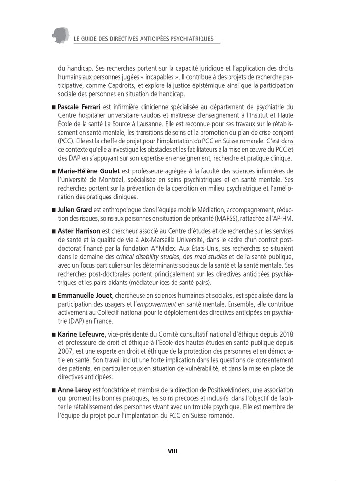 Le guide des directives anticipées psychiatriques