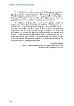 Principes et protocoles en anesthésie pédiatrique