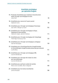 Principes et protocoles d'anesthésie en chirurgie oncologique