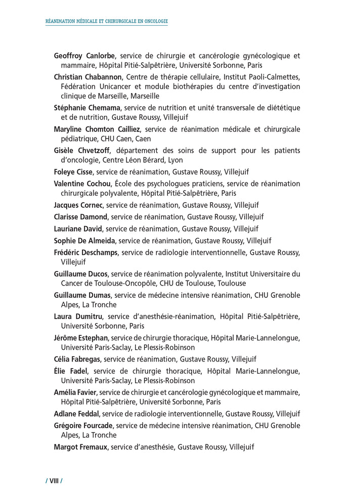 Réanimation médicale et chirurgicale  en oncologie