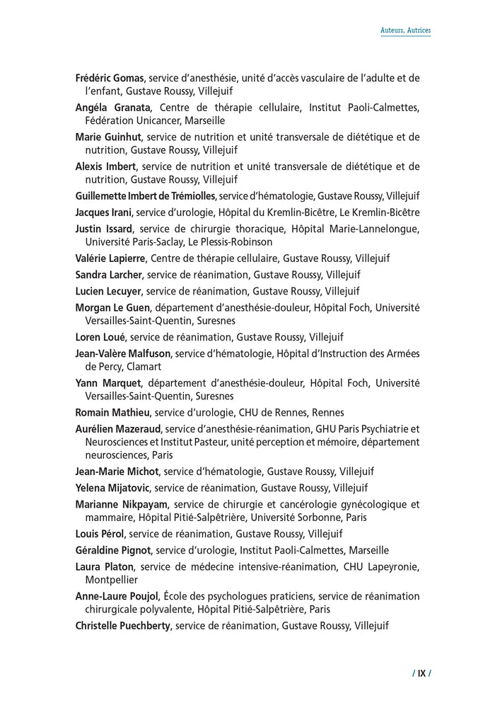 Réanimation médicale et chirurgicale  en oncologie