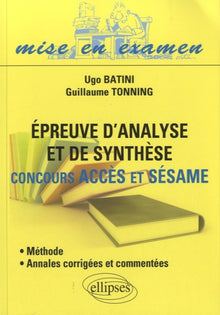 Épreuve d'Analyse et de Synthèse Concours ACCES et SÉSAME