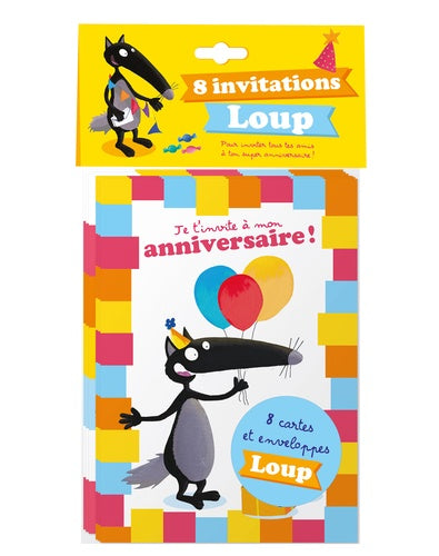 Pack de 8 cartes d'anniversaire Loup