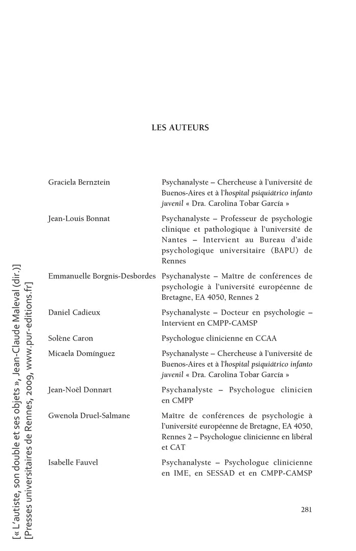 L'autiste, son double et ses objets