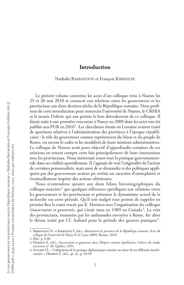 Les gouverneurs et les provinciaux sous la République romaine