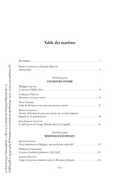 ECRIRE SOUS L OCCUPATION