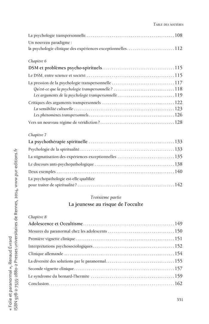 Folie et paranormal: Vers une clinique des expériences exceptionnelles