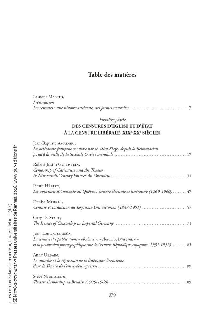 Les censures dans le monde