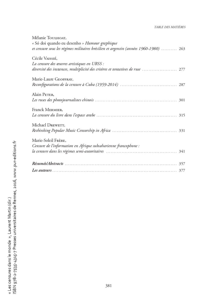 Les censures dans le monde