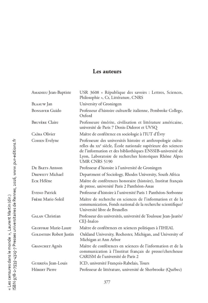 Les censures dans le monde