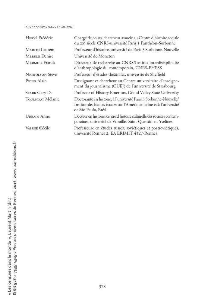 Les censures dans le monde