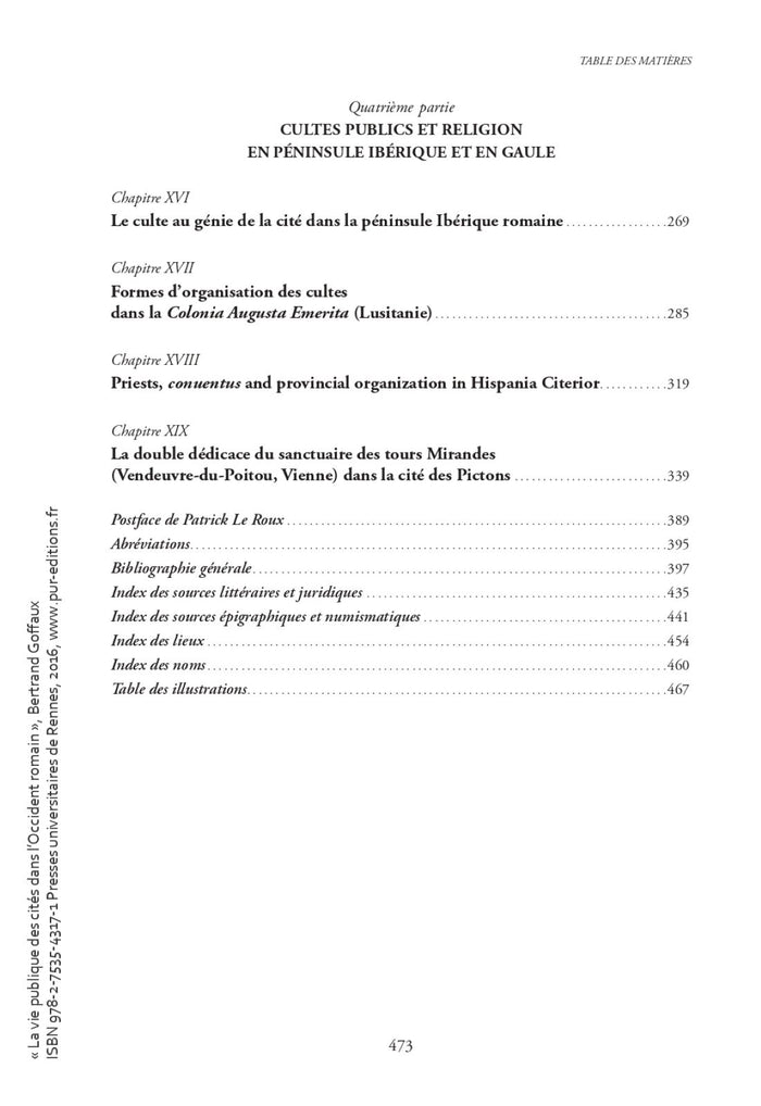 La vie publique des cités dans l'Occident romain
