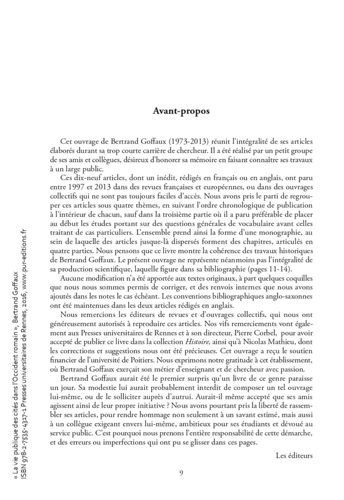 La vie publique des cités dans l'Occident romain