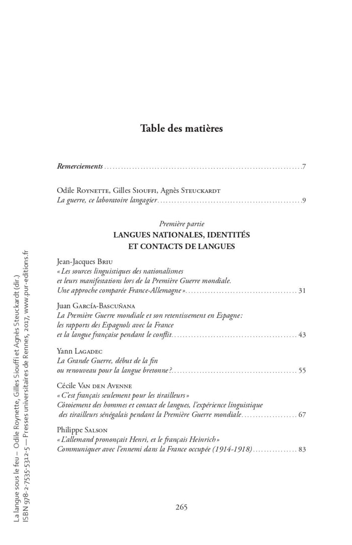 La langue sous le feu