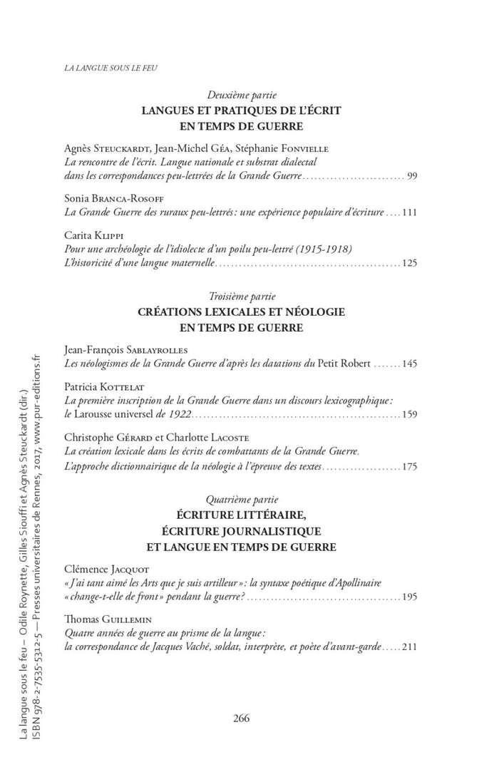 La langue sous le feu