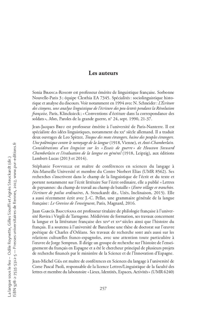 La langue sous le feu