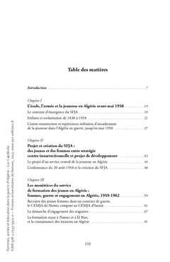 Femmes, armée et éducation dans la guerre d'Algérie