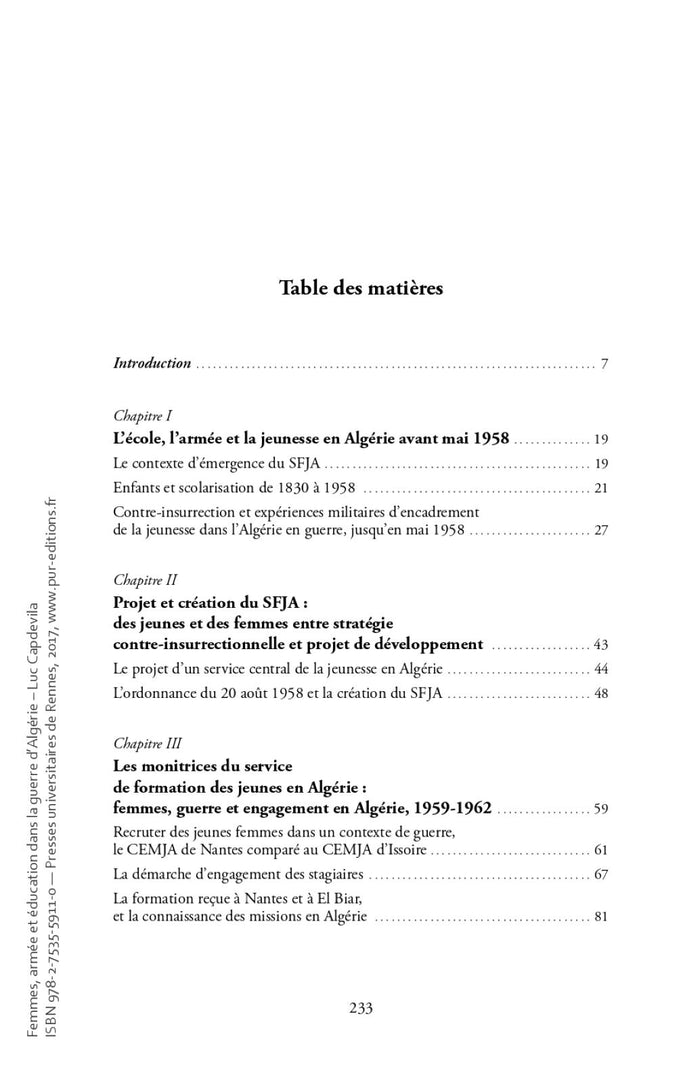 Femmes, armée et éducation dans la guerre d'Algérie