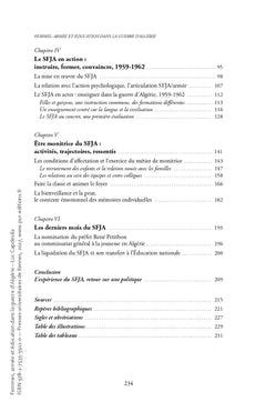 Femmes, armée et éducation dans la guerre d'Algérie