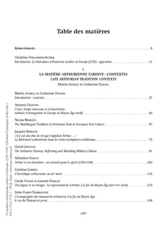 La matière arthurienne tardive en Europe 1270-1530