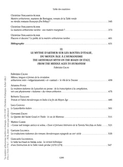 La matière arthurienne tardive en Europe 1270-1530