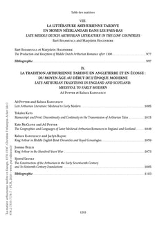 La matière arthurienne tardive en Europe 1270-1530