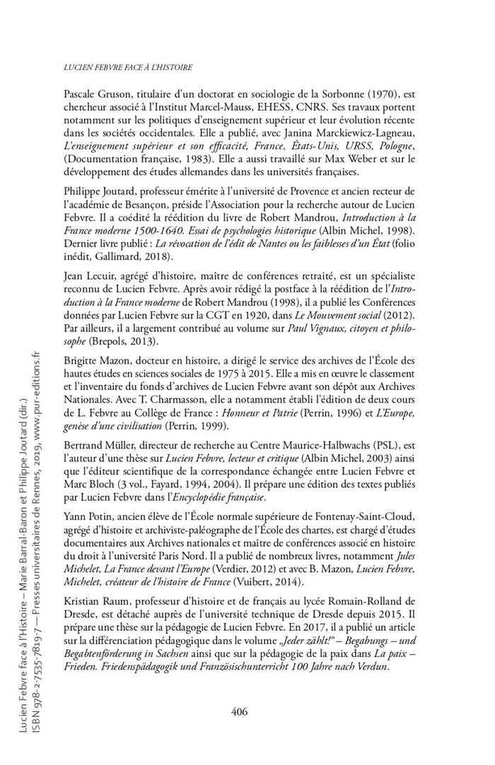 Lucien Febvre face à l'Histoire