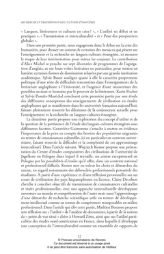 Recherche et transmission des cultures étrangères