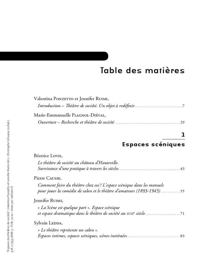 Espaces des théâtres de société