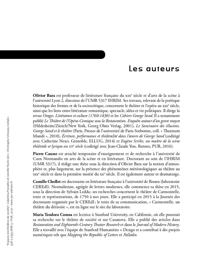 Espaces des théâtres de société