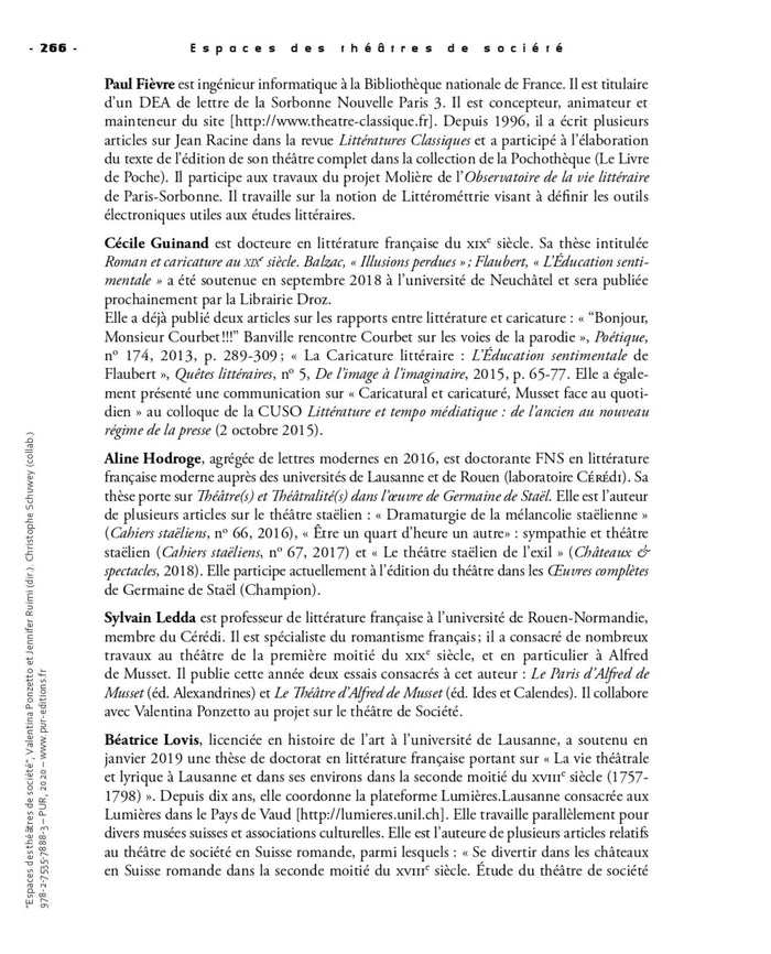 Espaces des théâtres de société