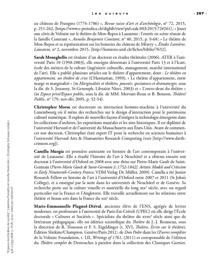 Espaces des théâtres de société