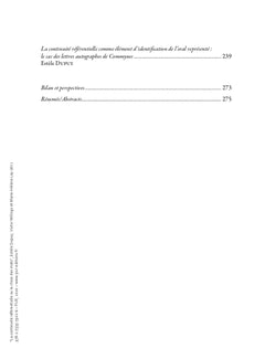 La continuité référentielle ou le choix des mots