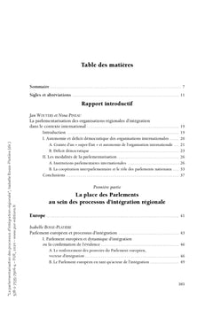 La parlementarisation des processus d'intégration régionale