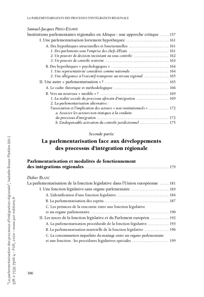 La parlementarisation des processus d'intégration régionale