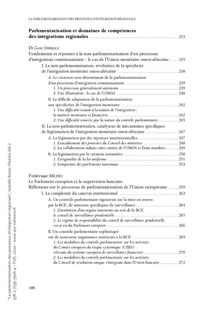 La parlementarisation des processus d'intégration régionale