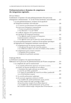 La parlementarisation des processus d'intégration régionale