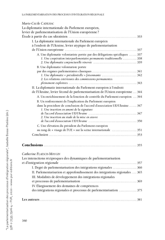 La parlementarisation des processus d'intégration régionale